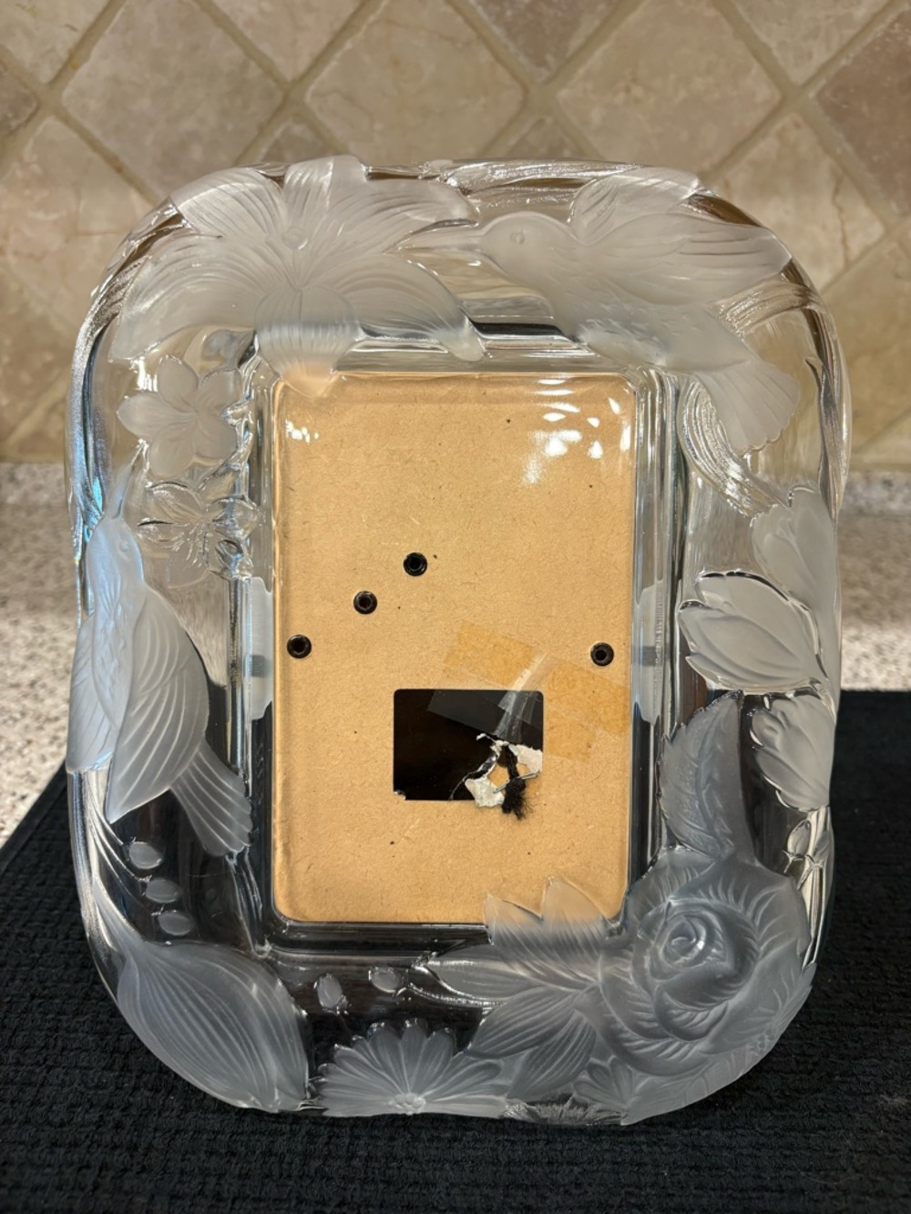 Clear Glass Floral & Bird Picture Frame - Frosted Accents